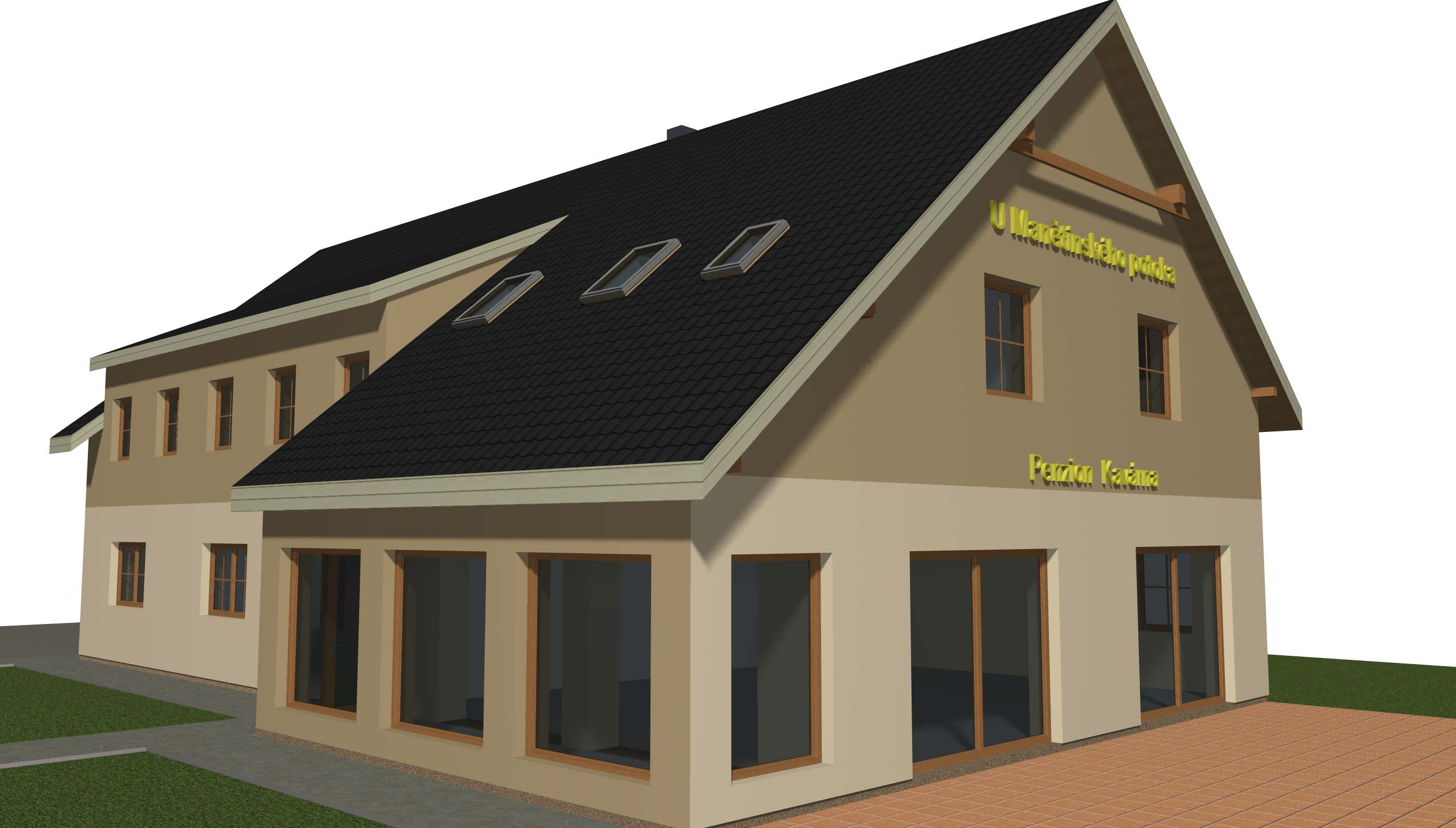 Manětín penzion - 3D vizualizace